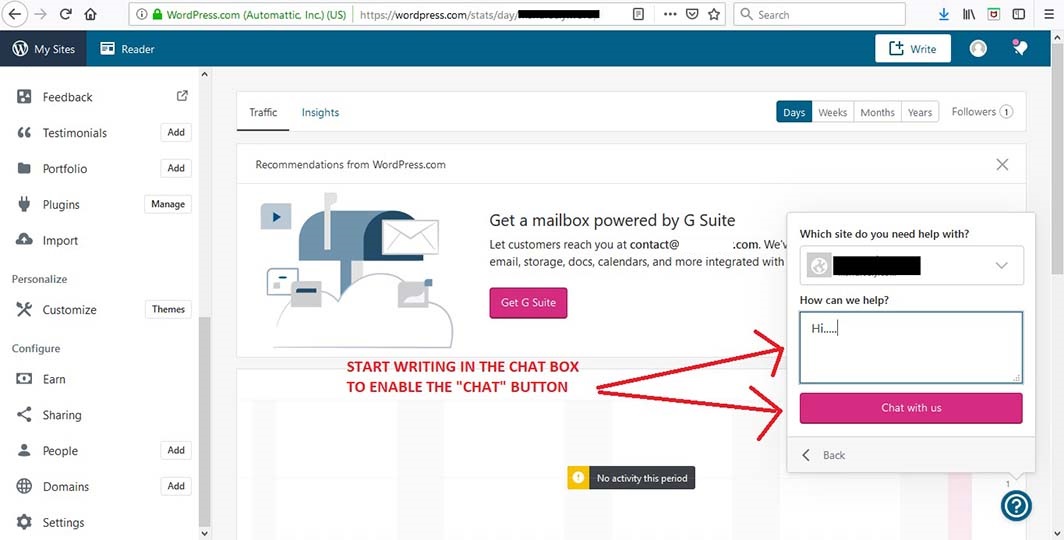 step-5-start-typing-in-chat-box Step 5 image - start typing in the chat box to initiate chat
